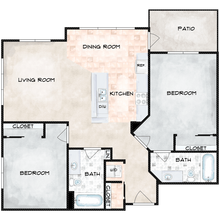 2 Bedroom 2 Bath A A201 floor plan